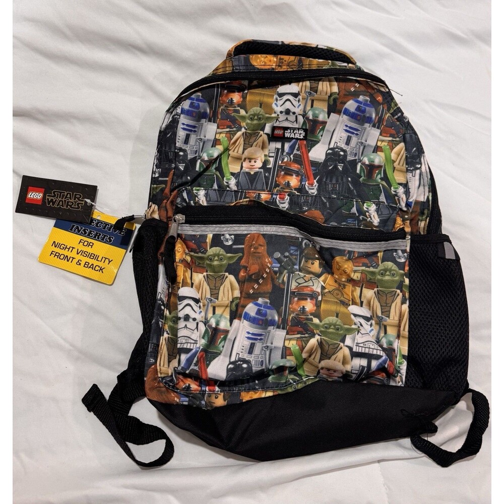 LEGO Star Wars 16” Backpack NWT Adult Kids Yoda Darth Vader R2D2 Disney School